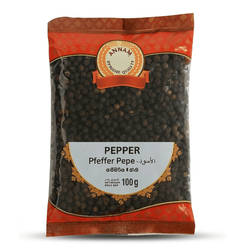 Annam Black Pepper 100g pack – whole black peppercorn spice for cooking and seasoning